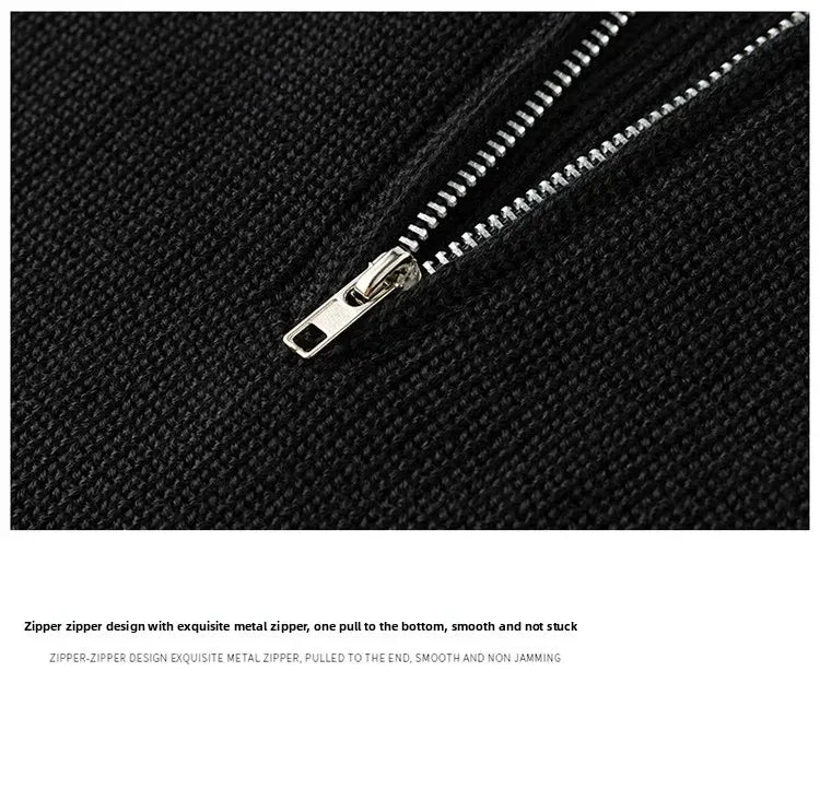 Men's Collared Knitted Zip up Hoodie