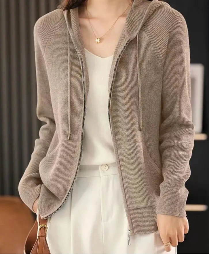 Women's Knitted Zip up Hoodie