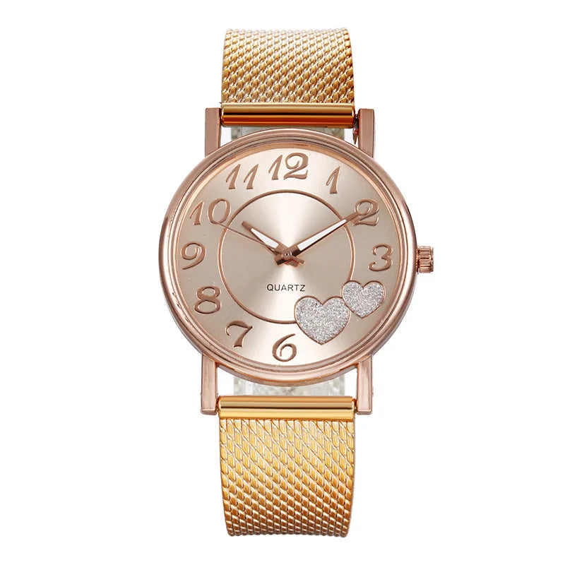 Women's Stainless Steel Rose Quartz Watch