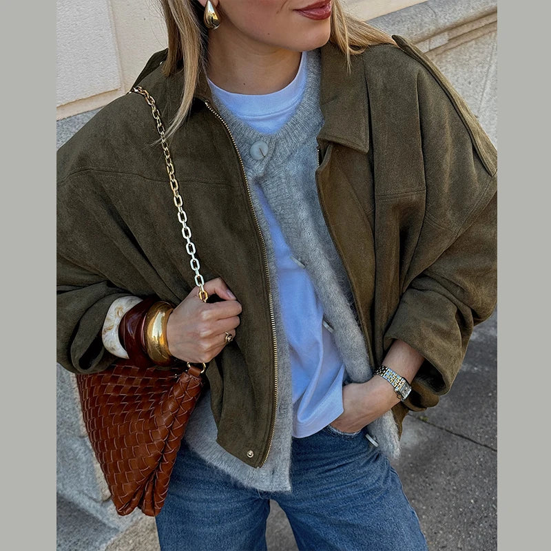 Women's Loose-Fitted Bomber Jacket