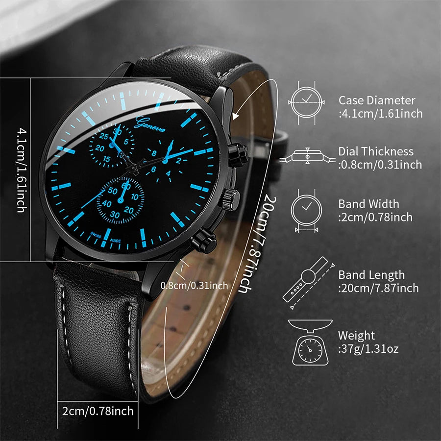 Men's Leather Strap Wrist Watch
