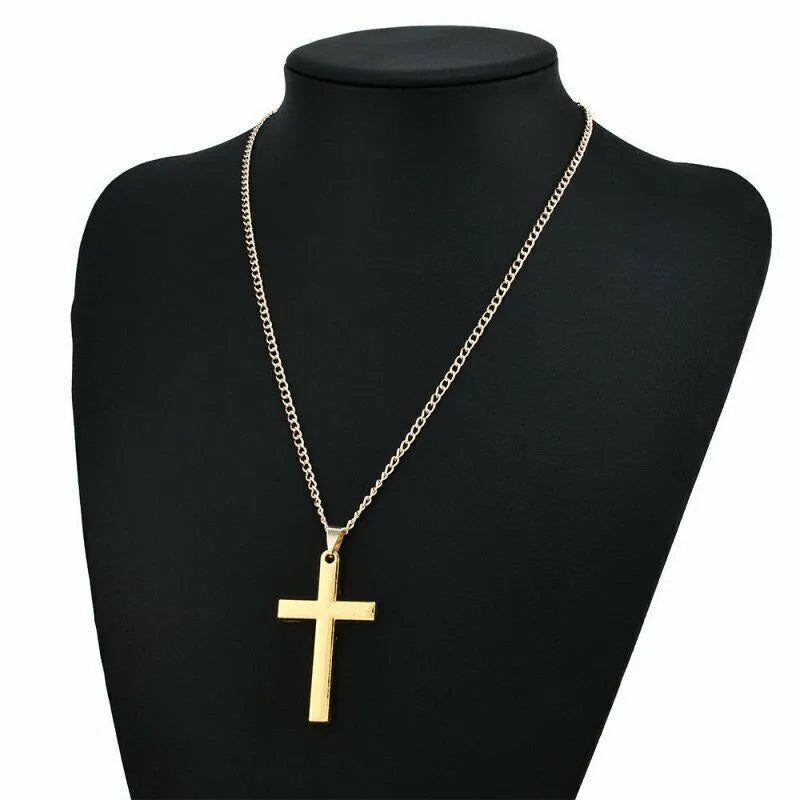 Men's Christian Cross Minimalist Stainless Steel Necklace