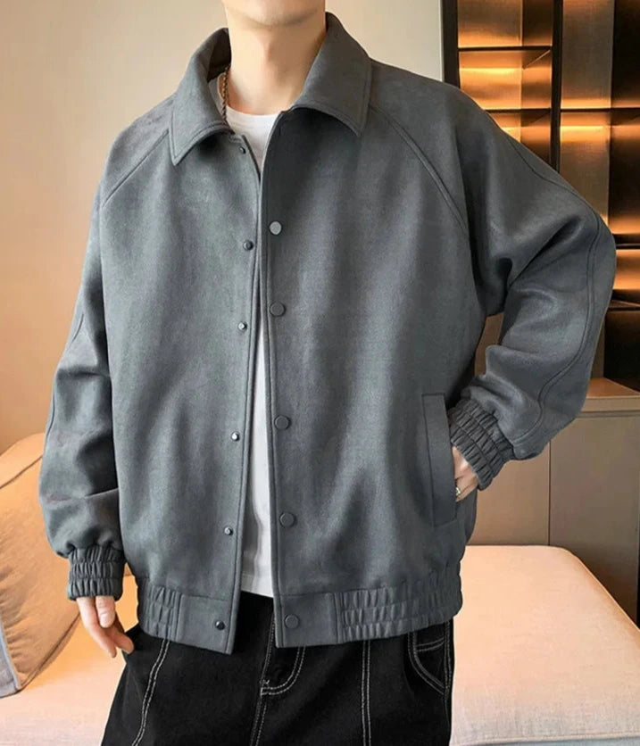 Men's Suede Retro Collared Jacket
