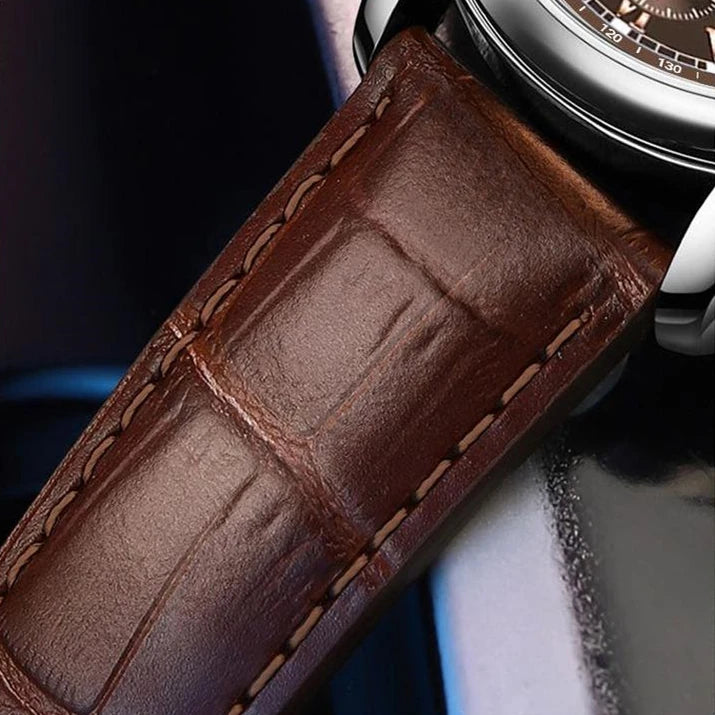 Men's Brown Leather Strap Wrist Watch