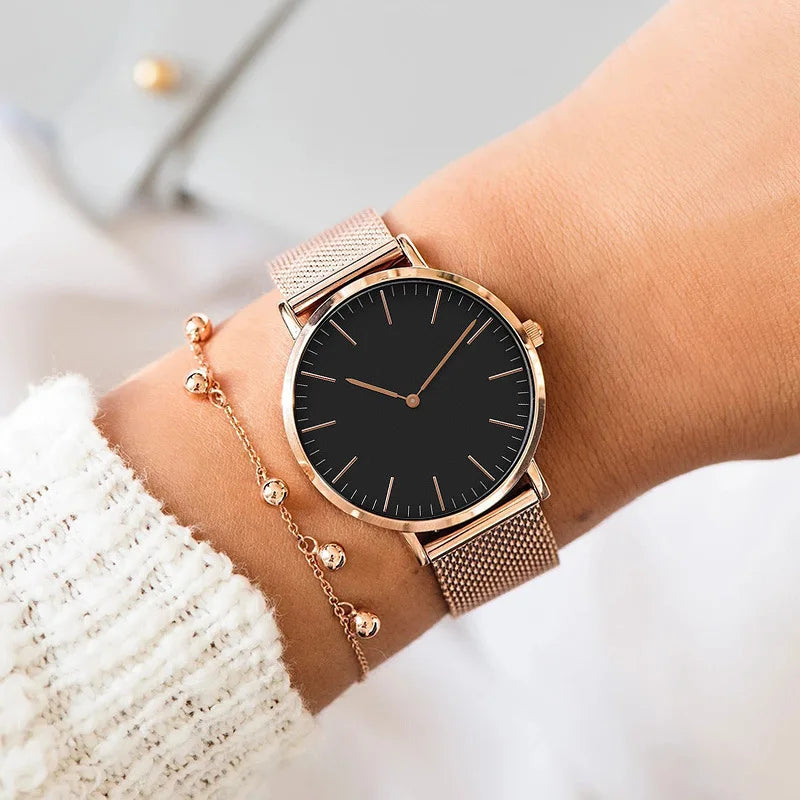 Women's Minimalist Stainless Steel Wrist Watch