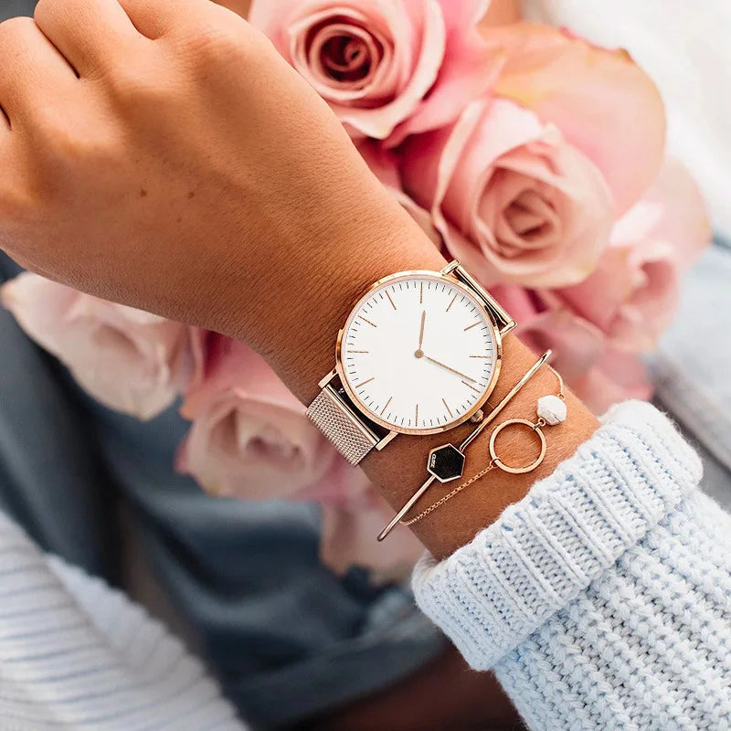 Women's Minimalist Stainless Steel Wrist Watch