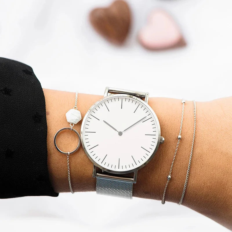 Women's Minimalist Stainless Steel Wrist Watch
